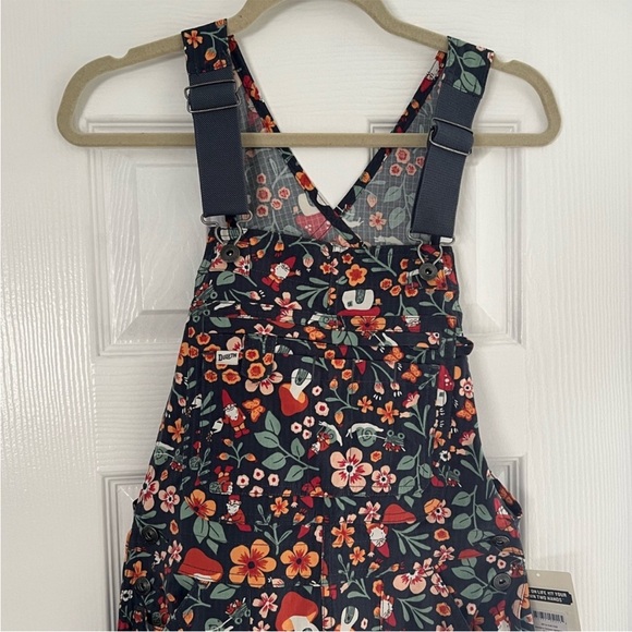 NWT Rare Duluth Trading Co Women’s Shortall Heirloom Overalls Gnome Mushroom -S - Picture 2 of 11